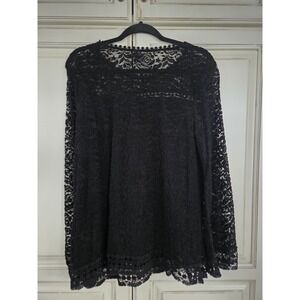 Hannah Floral Lace Top Women's Lg Romantic Feminine Goth Long‎ Sleeve Sheer